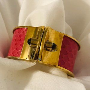 Kara Ross Pink Snakeskin Hinge Cuff Bracelet